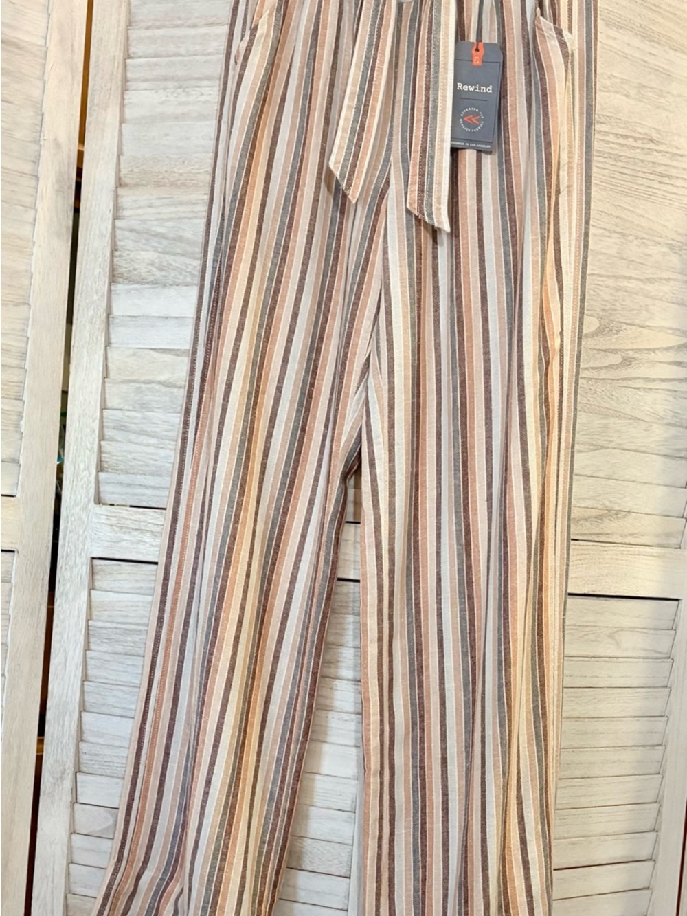Rewind Women's Striped Chinos in Brown, Tan & Cream